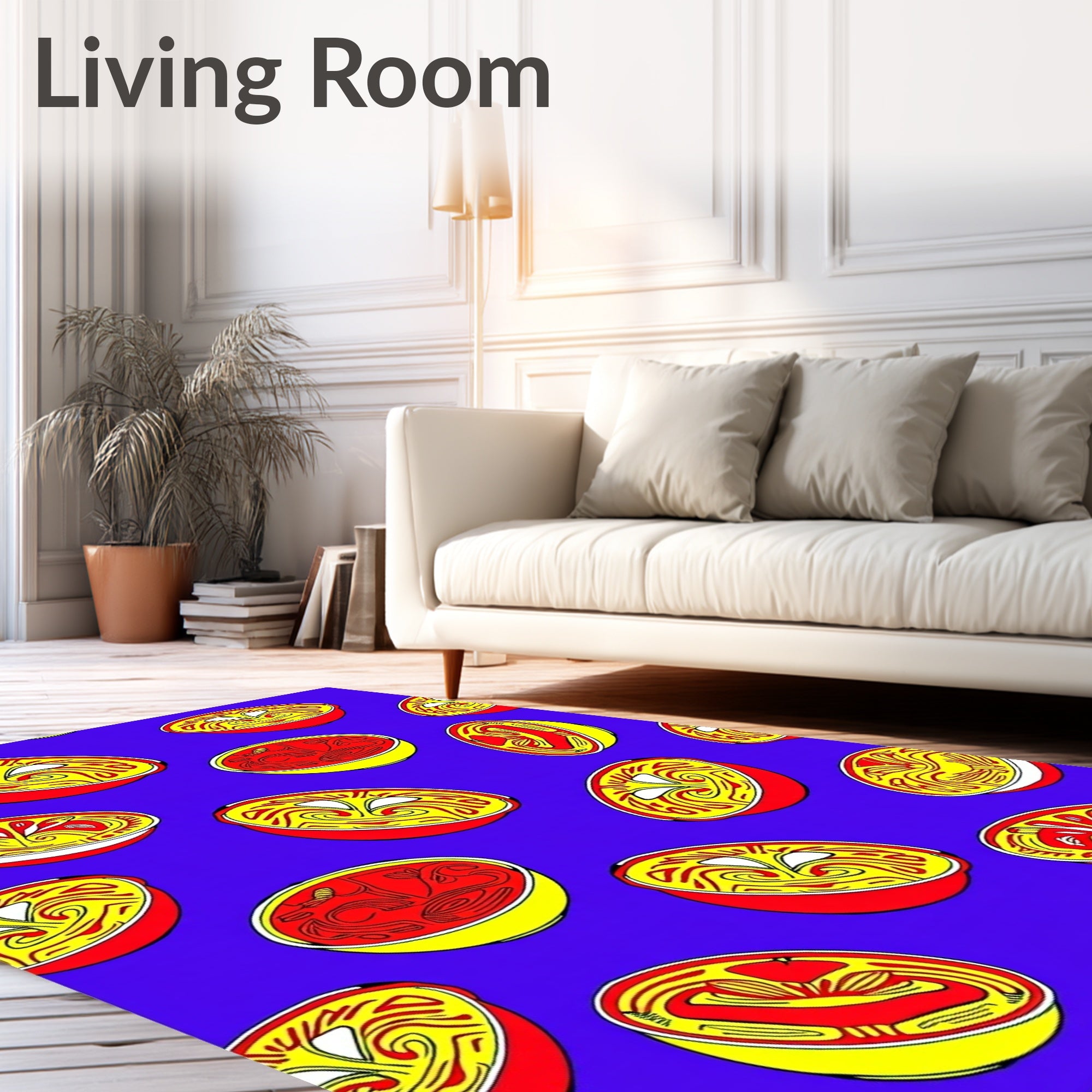 Vibrant Red Citrus Slices Rug