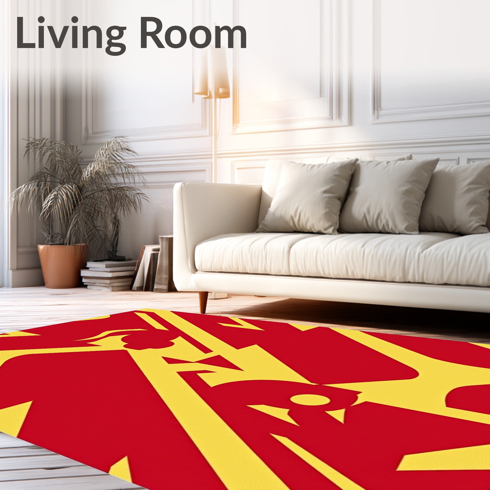 Bold Red Yellow Abstract Stripes Rug