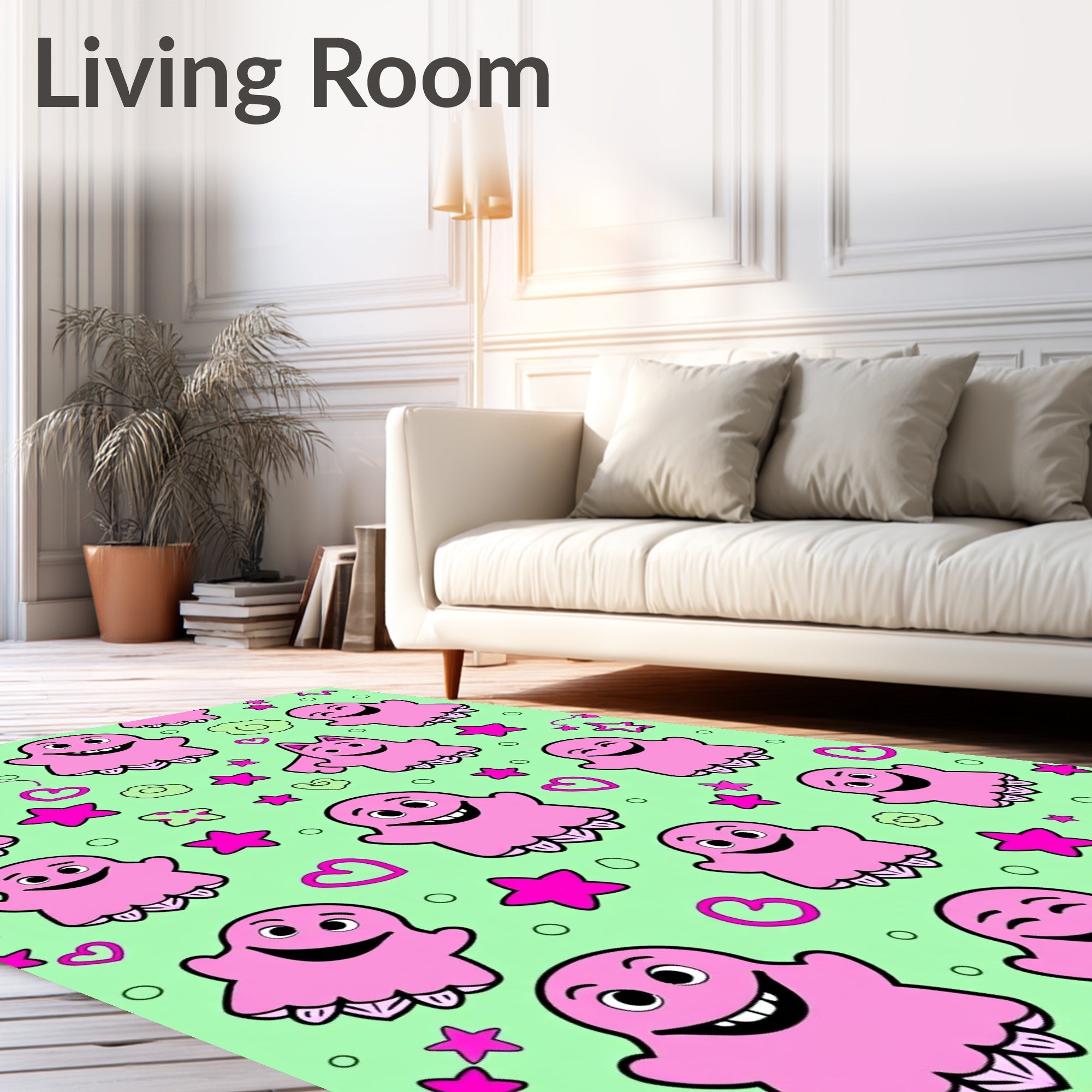 Pink Ghost Halloween Cartoon Rug