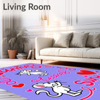 Cute White Mice Hearts Love Design Rug