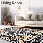 Bold Orange Tribal Geometric Medallion Rug