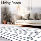 Nautical Navy Blue Anchor Stripe Rug