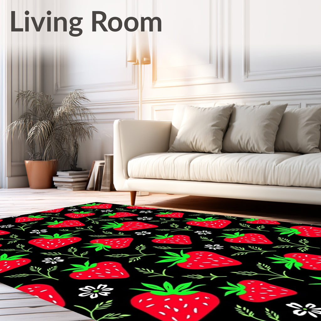 Vibrant Red Strawberry Garden Bloom Rug