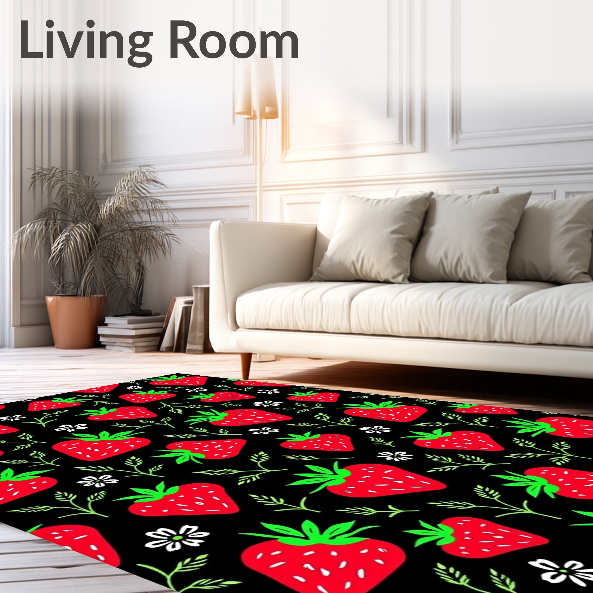 Vibrant Red Strawberry Garden Bloom Rug