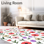Coral Pink Daisy Tulip Garden Rug