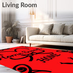 Red Black Heart Swirl Decorative Rug