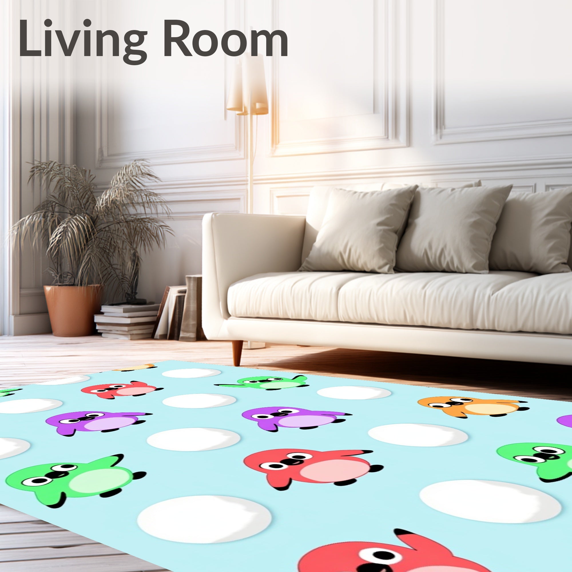 Playful Snowball Penguin Pals Rug