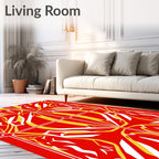 Bold Red Yellow White Angular Fusion Rug
