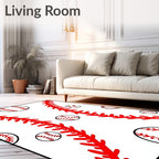 Red Baseball Stitch All Over Rug
