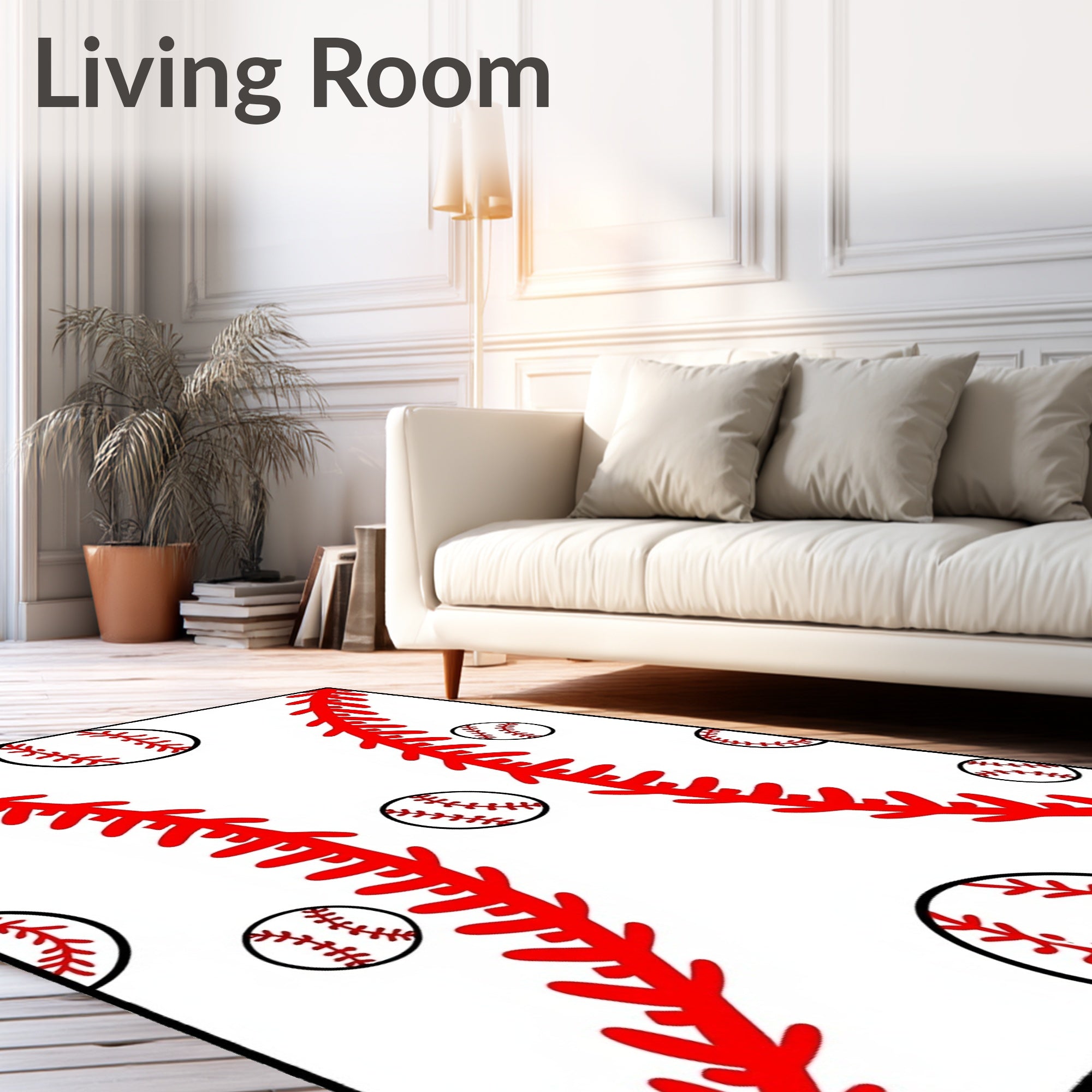 Red Baseball Stitch All Over Rug