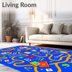 Energetic Blue Educational Abstract Journey Rug