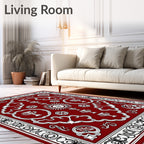 Crimson White Trophy Floral Border Rug