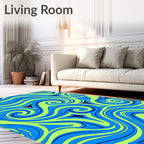 Vibrant Blue Green Swirls Rug