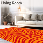 Bold Orange Red Wavy Stripes Rug
