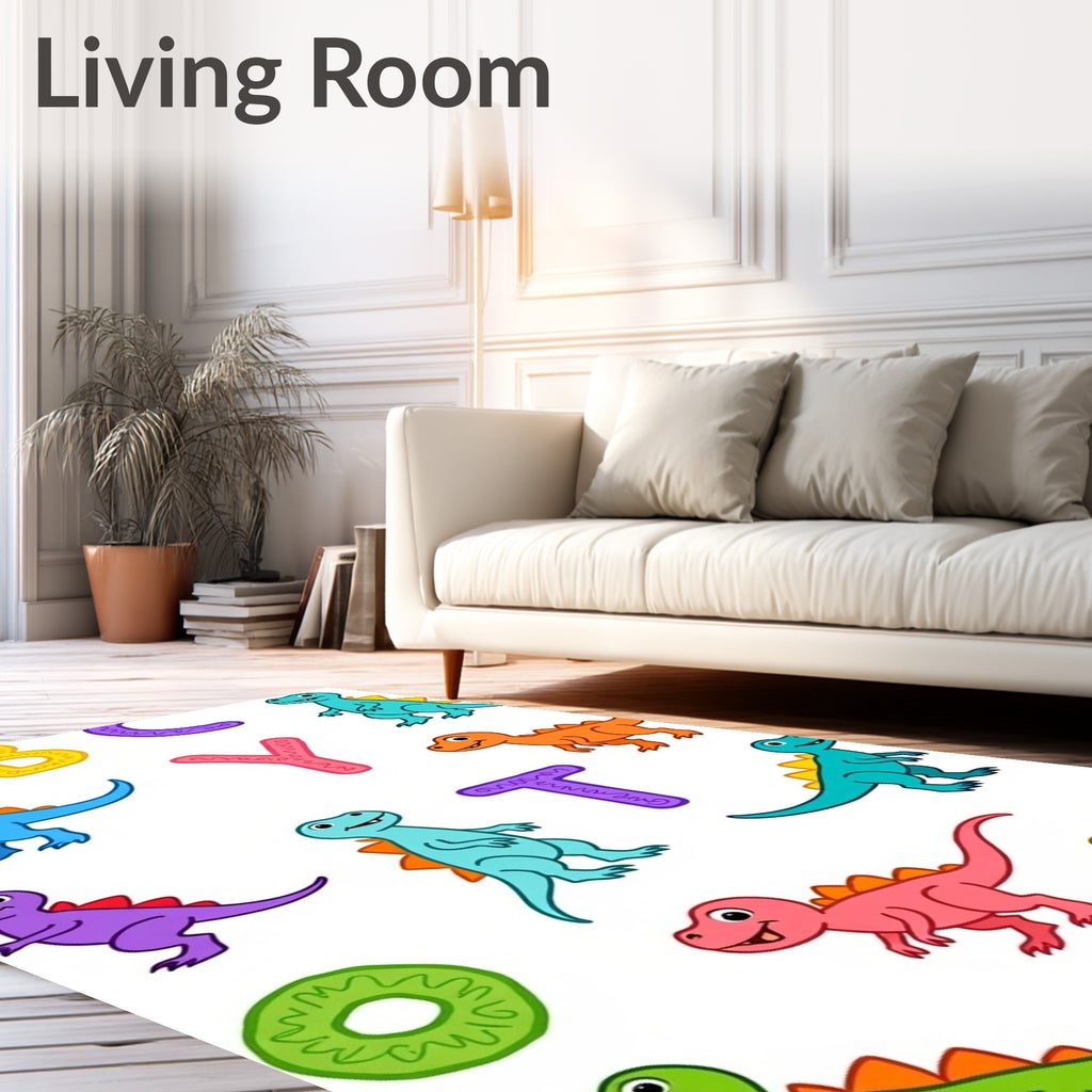 Playful Colorful Alphabet Dinosaur Pals Rug