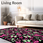 Neon Pink Mint Floral Mandala Rug