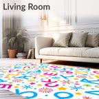Colorful Alphabet Stars Flower Collage Rug