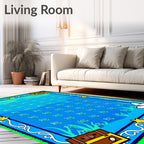 Playful Blue Underwater Treasure Chest Rug