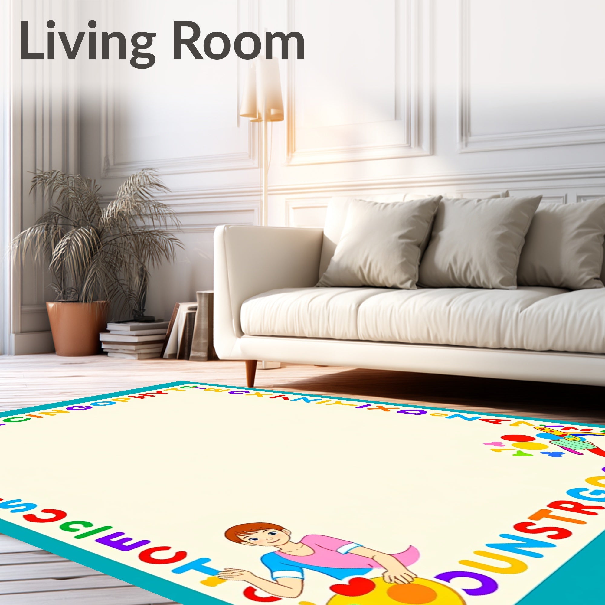 Color Alphabet Border Art Rug