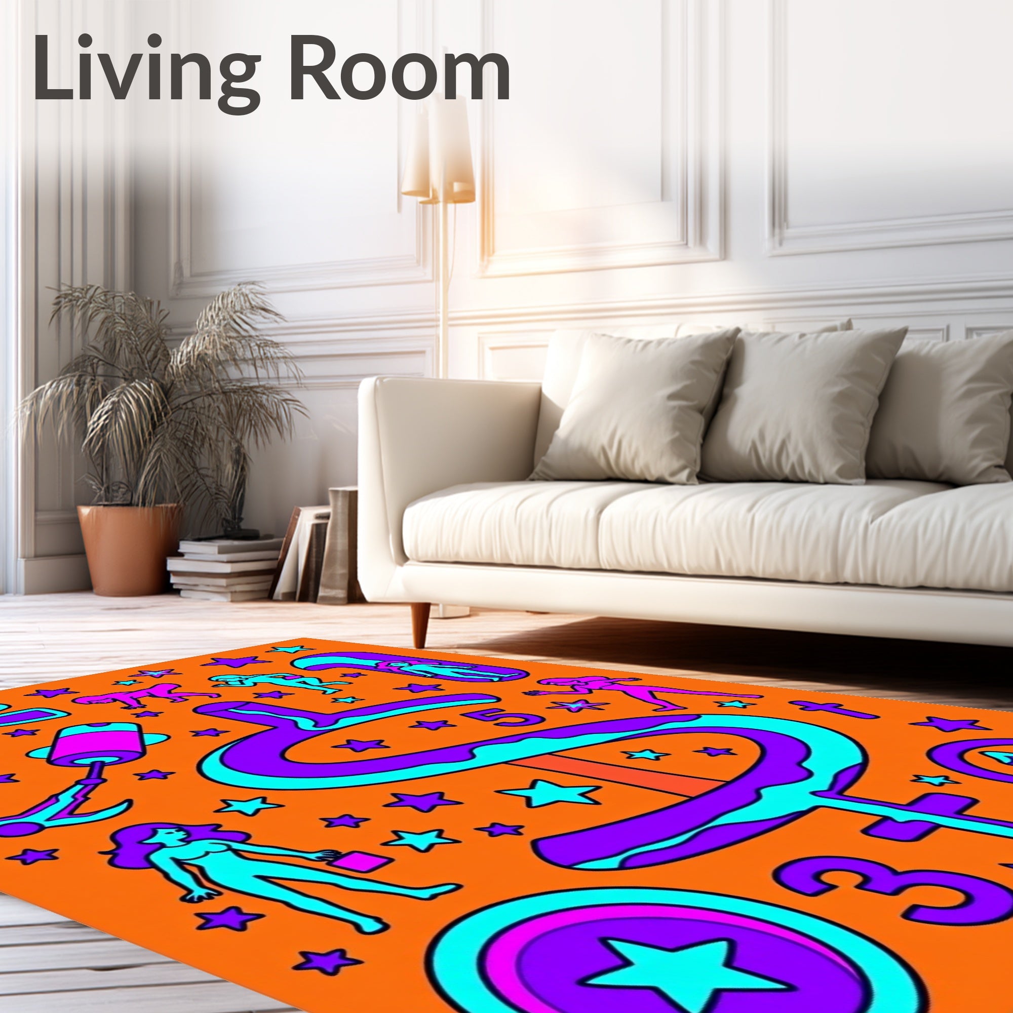 Pop Art Graphic Dollar Stars Rug