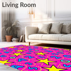 Funky Pink Star Alphabet Abstraction Rug