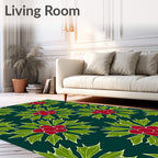 Crimson Berry Jade Leaves Repeat Rug