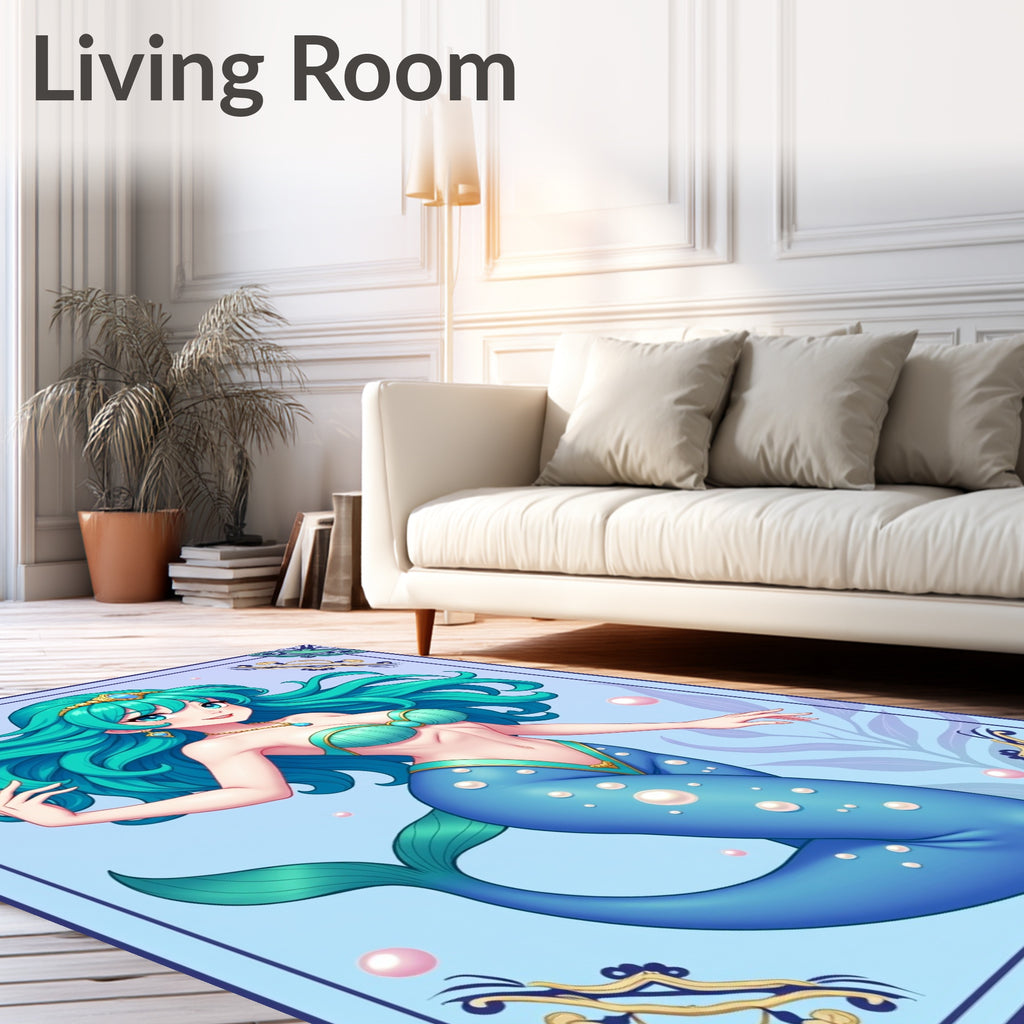 Aqua Mermaid Pearl Ocean Jewel Rug