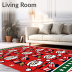 Jolly Red Santa Claus Snowflakes Rug