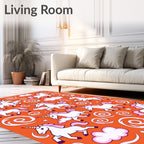 Whimsical White Unicorns Swirl Clouds Rug