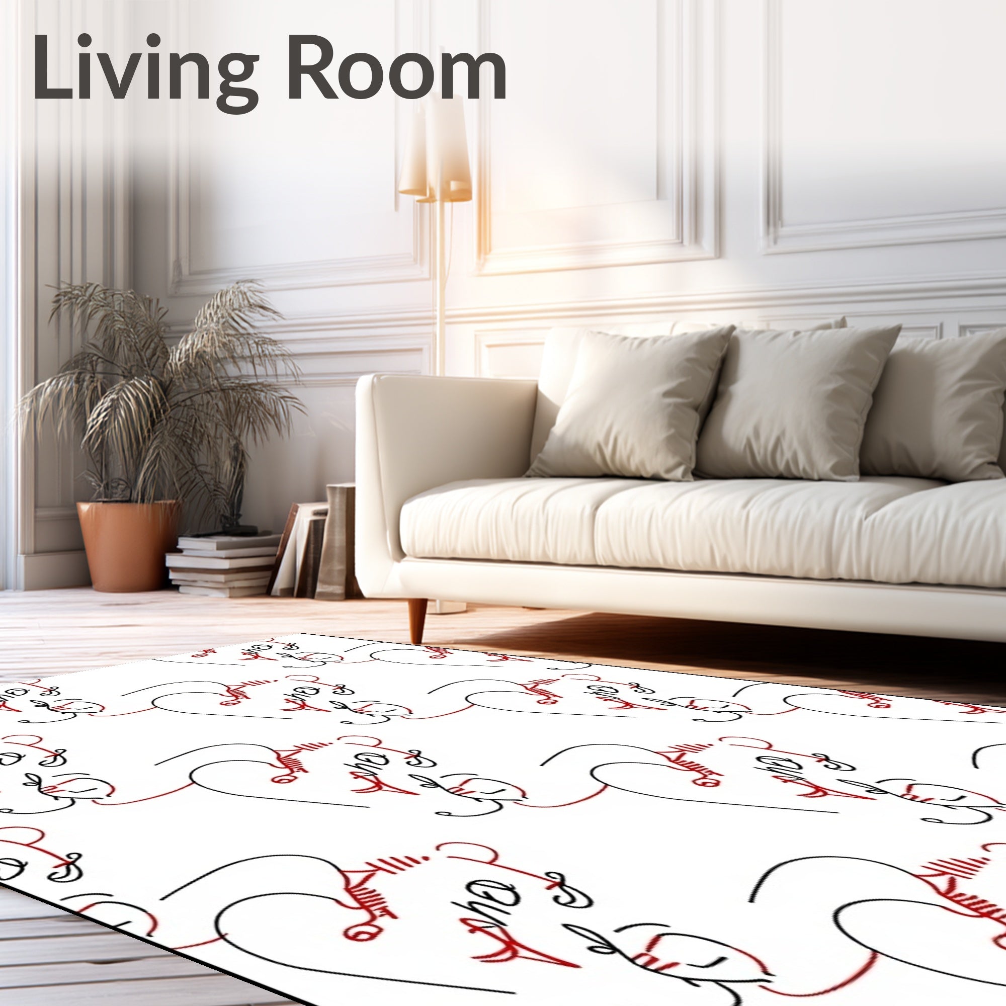 Abstract Figure Face Line Art Rug