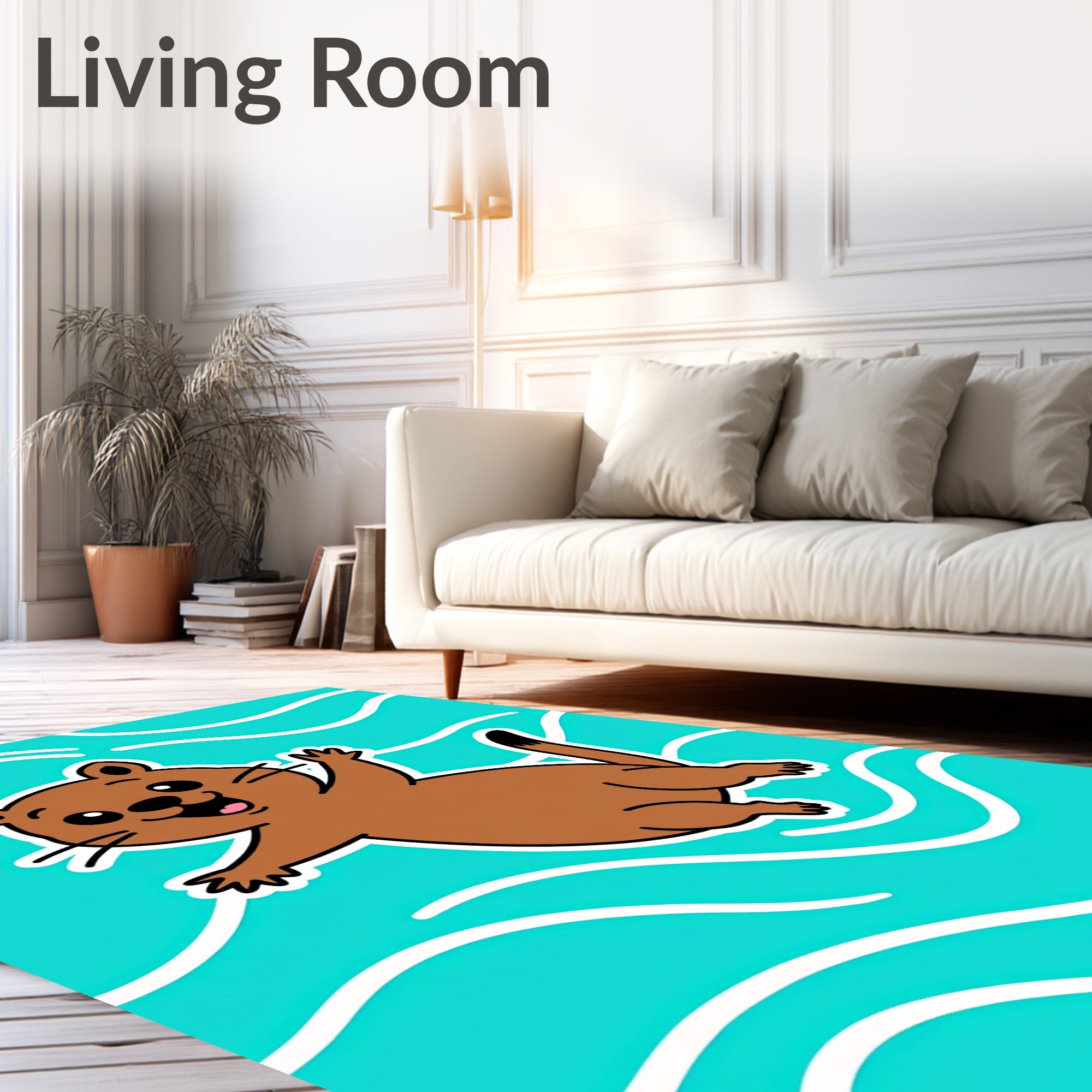 Cute Brown Otter Waves Rug