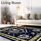 Golden Trophy Crest Navy Star Rug