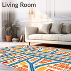 Cityscape Orange Blue Transportation Rug