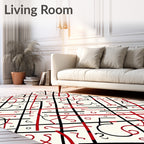 Bold Red Abstract Calligraphy Rug