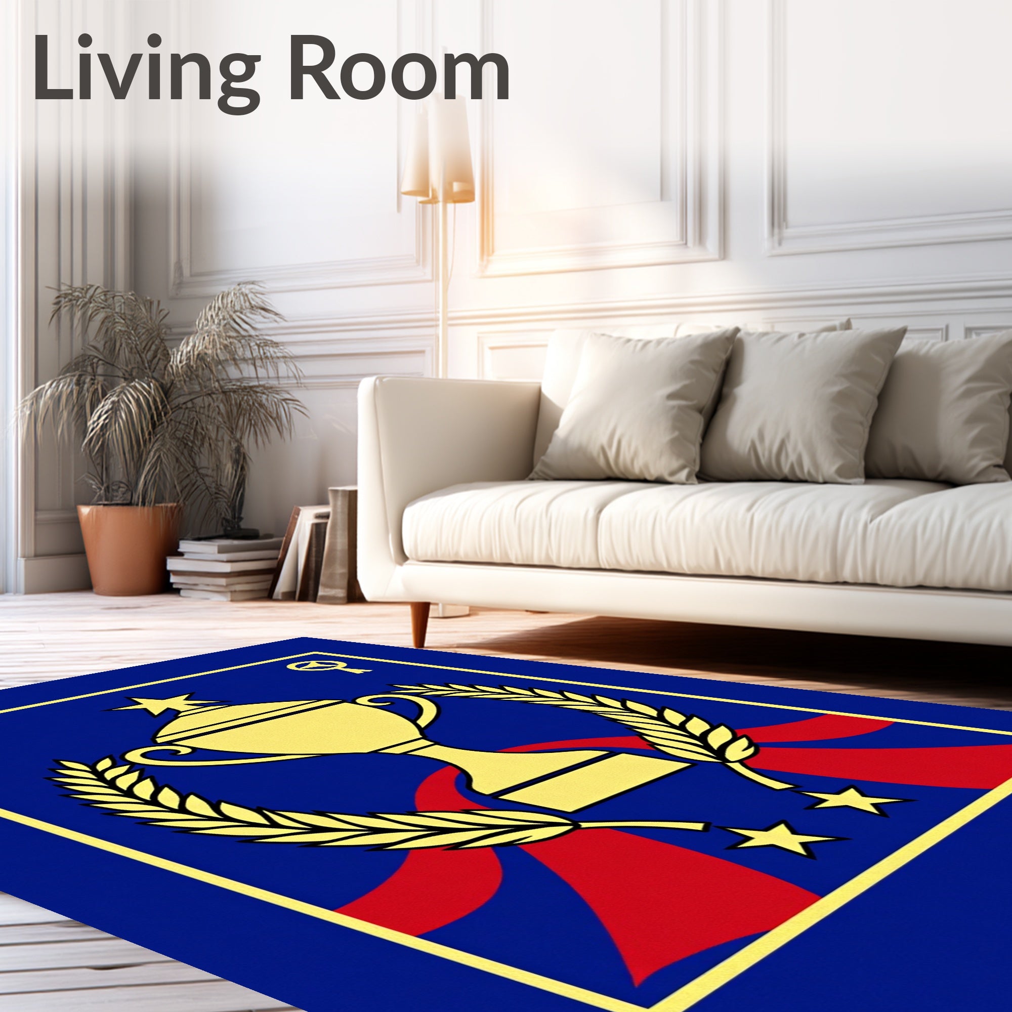 Golden Trophy Laurel Red Stars Rug