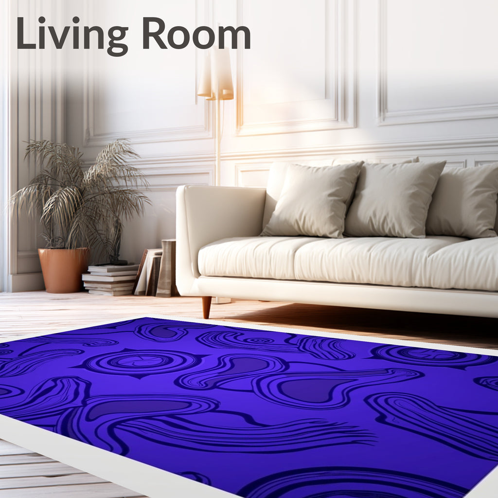 Electric Blue Organic Swirl Rug