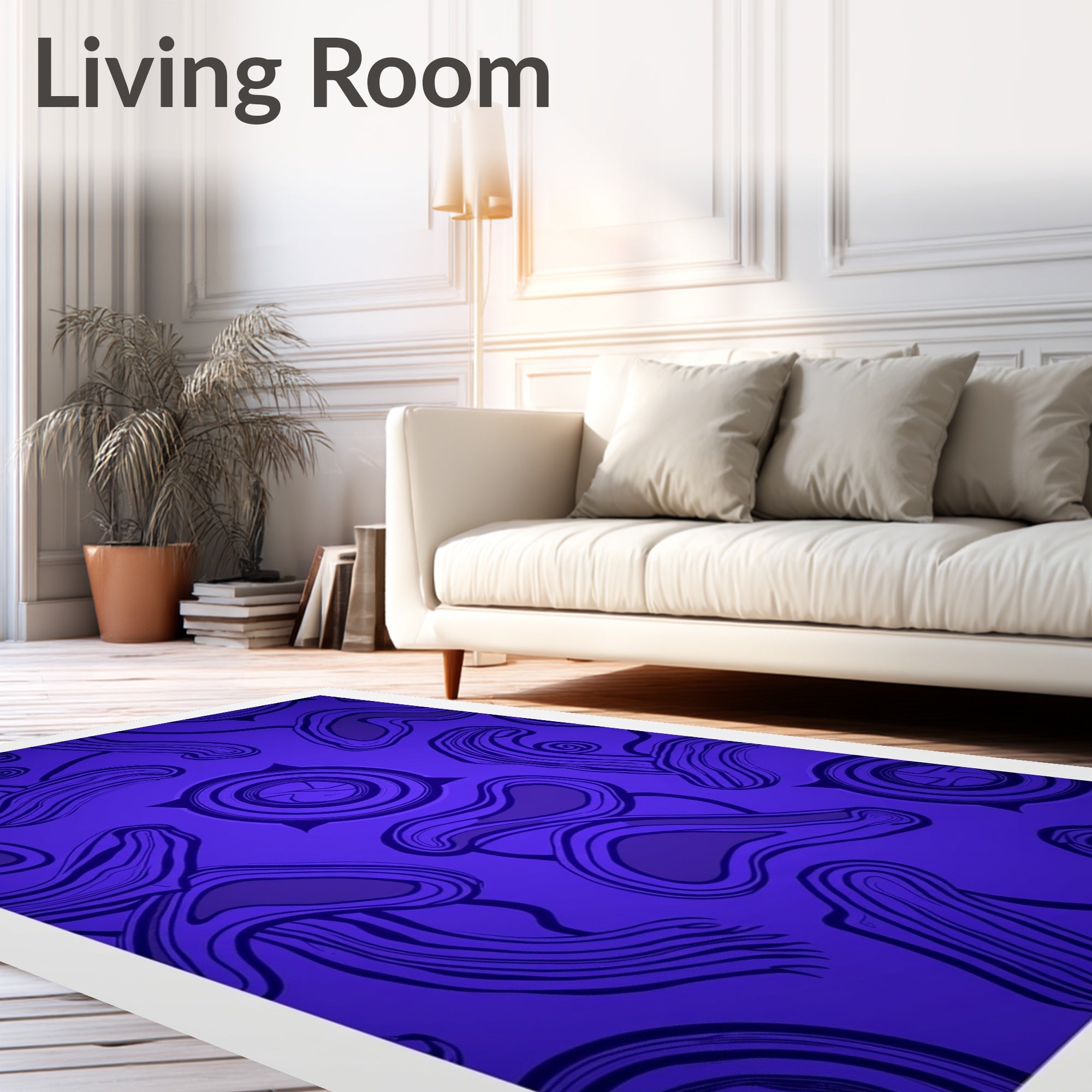 Electric Blue Organic Swirl Rug