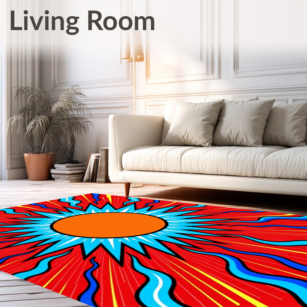 Radiant Orange Starburst Explosion Rug