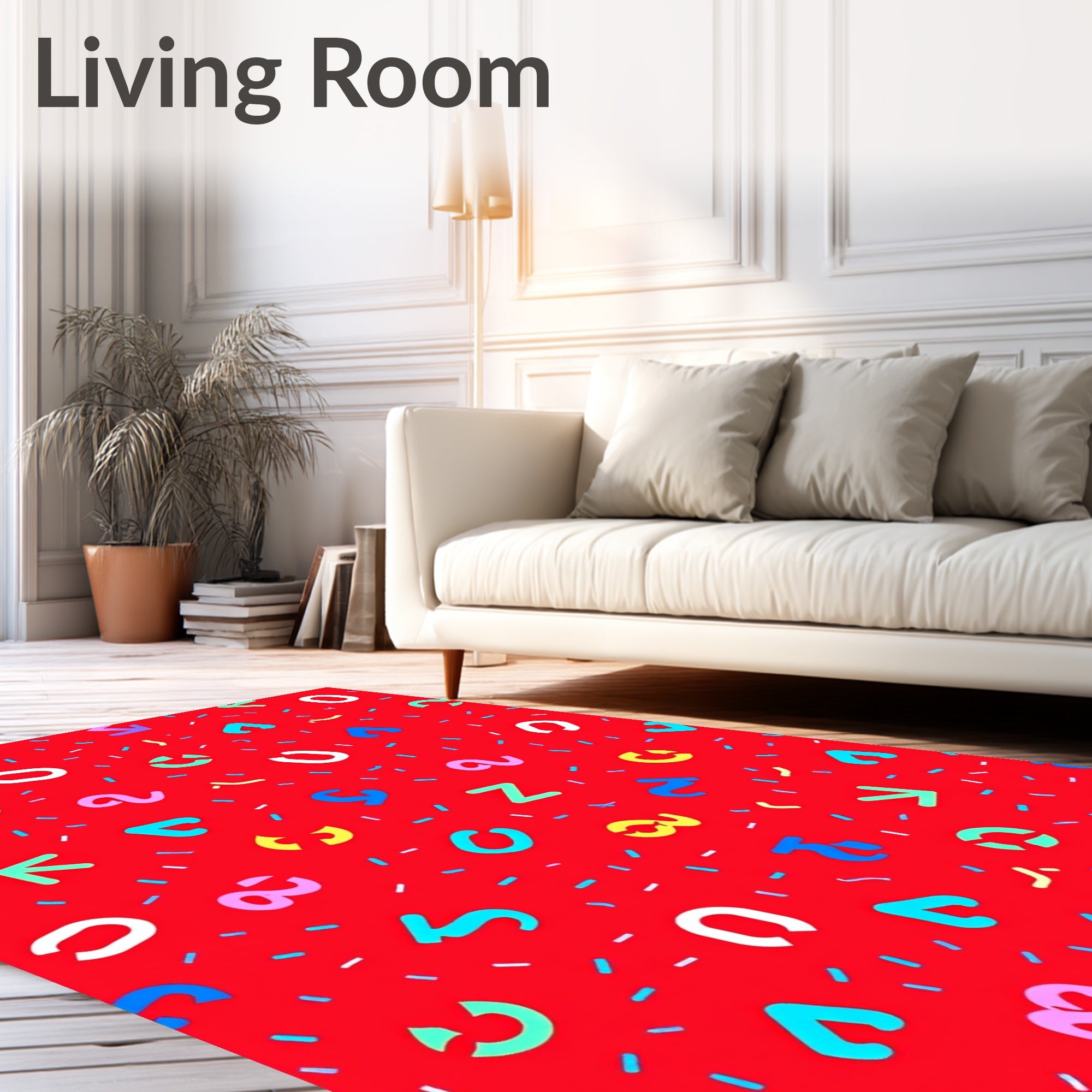 Playful Red Alphabet Sprinkle Rug