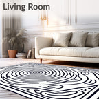 Black Abstract Swirl Wood Grain Rug
