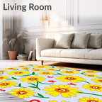 Yellow Daisy Alphabet Garden Rug