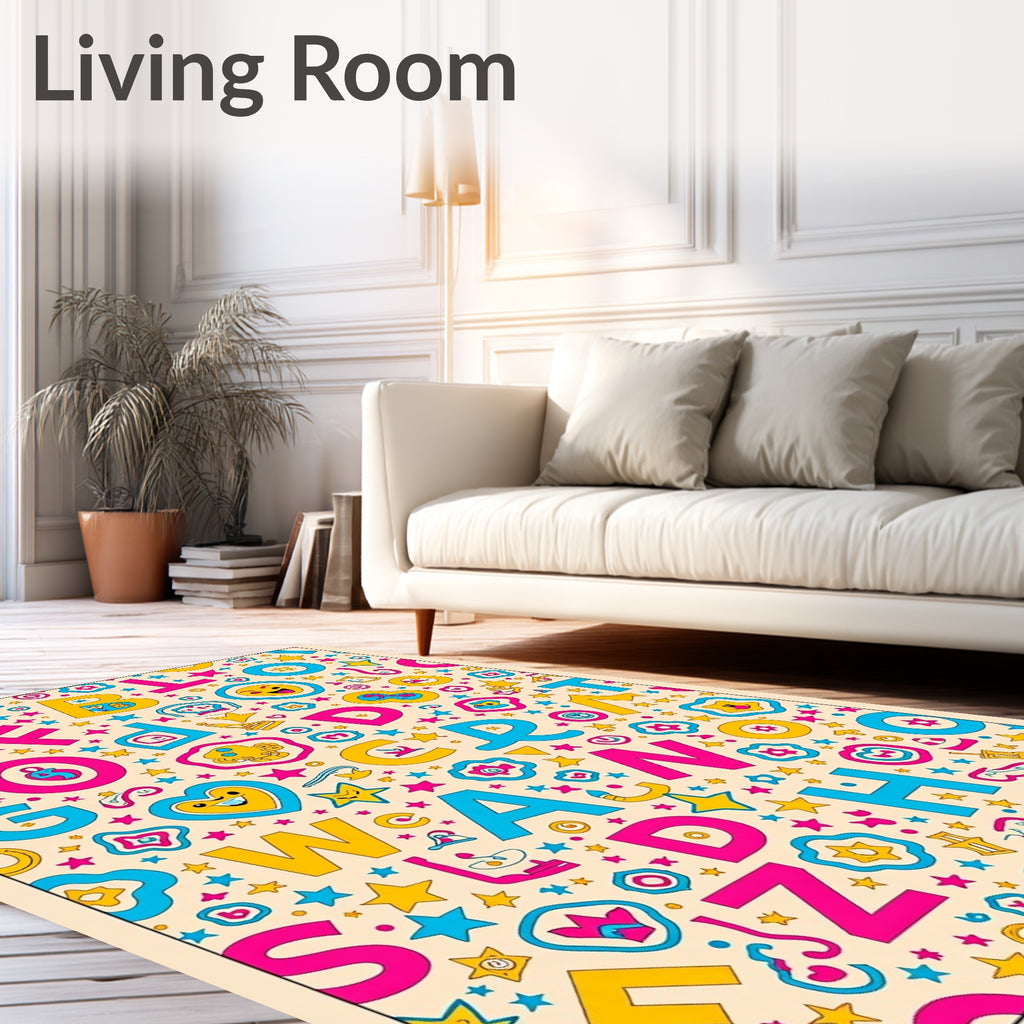 Alphabet Hearts Stars Fun Rug