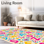 Alphabet Hearts Stars Fun Rug