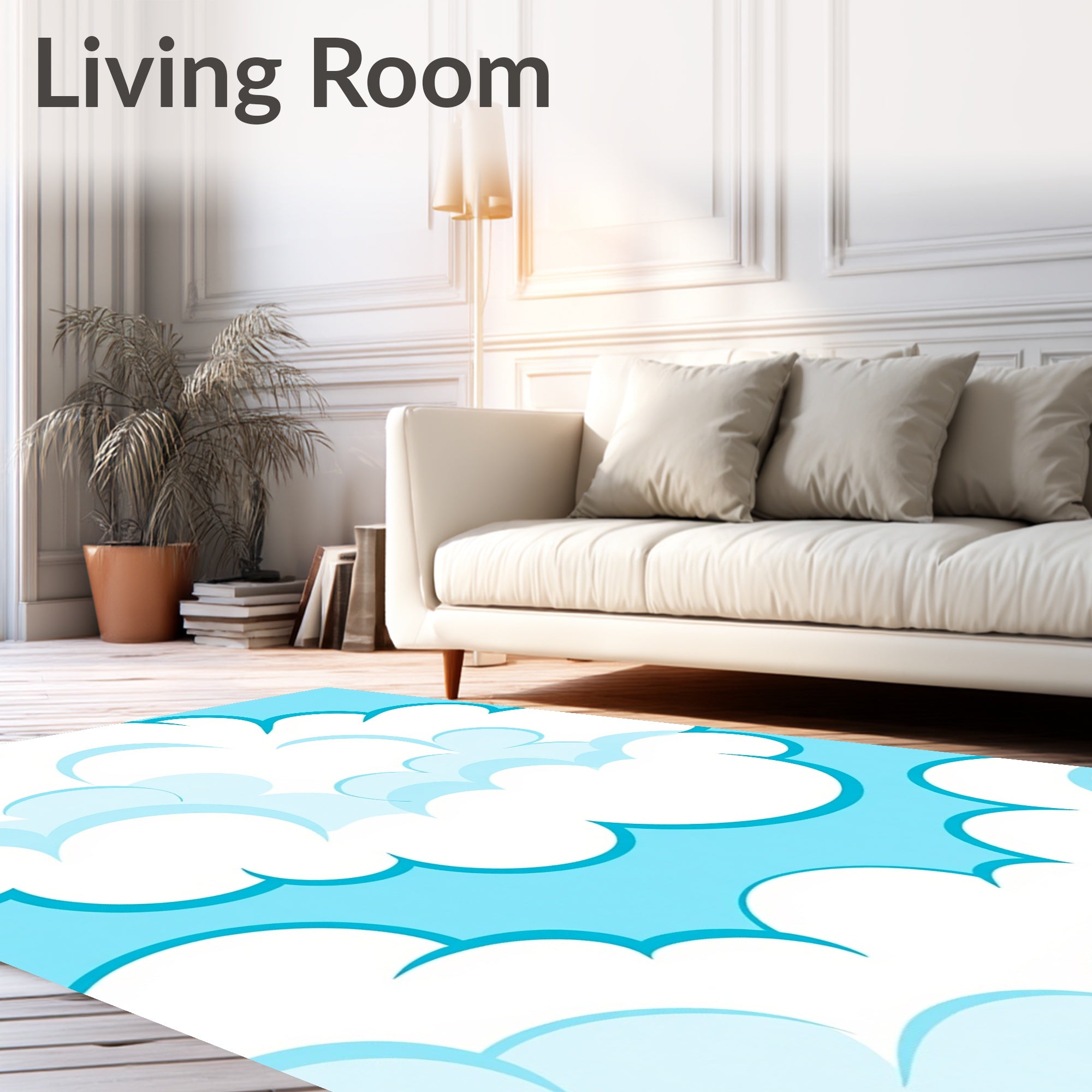 Stylized Blue Sky Cloudscape Rug