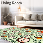 Whimsical Woodland Creatures Acorn Vines Rug