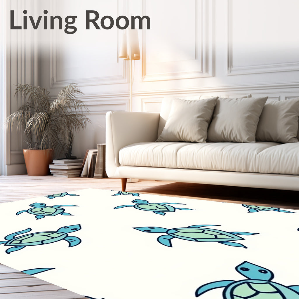 Whimsical Teal Sea Turtle Repeat Rug