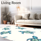 Whimsical Teal Sea Turtle Repeat Rug