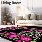 Black Horse Pink Floral Meadow Rug