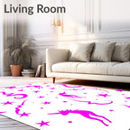 Whimsical Pink Unicorn Starburst Swirl Rug