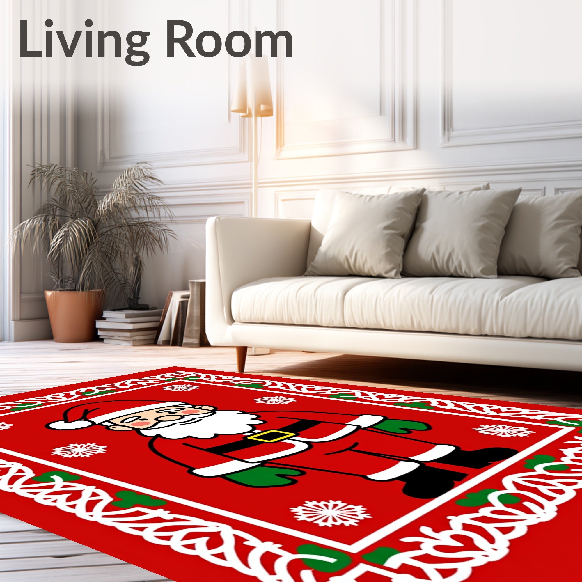 Jolly Santa Claus Christmas Square Rug